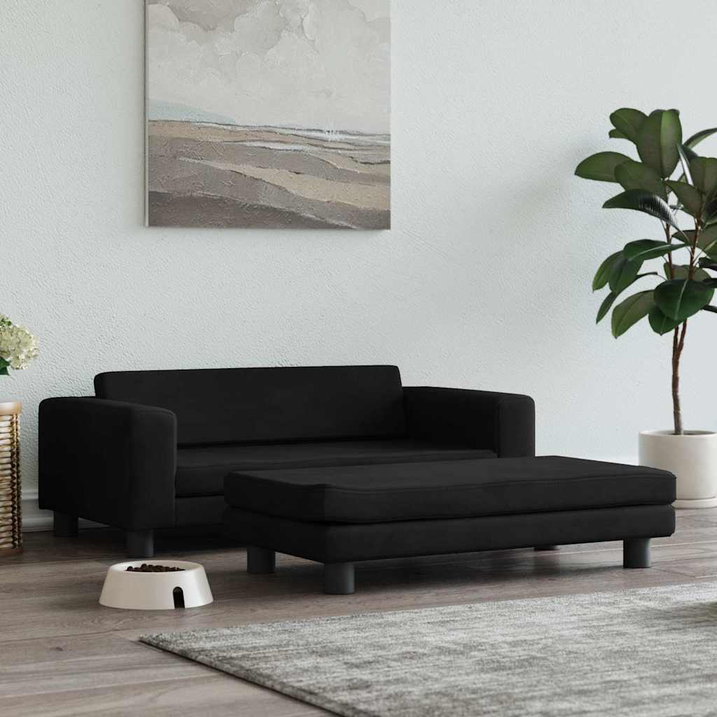vidaXL hundeseng med forlængelse 100x50x30 cm velour sort