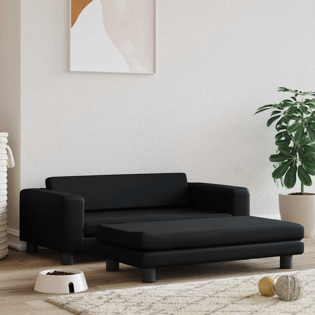 vidaXL Hundebett mit Verlängerung Schwarz 100x50x30 cm Kunstleder