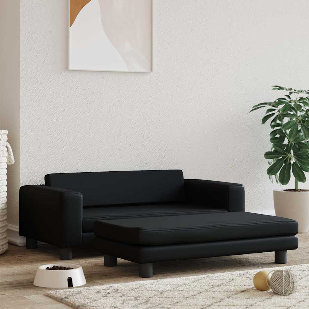 vidaXL hundeseng med forlængelse 100x50x30 cm kunstlæder sort