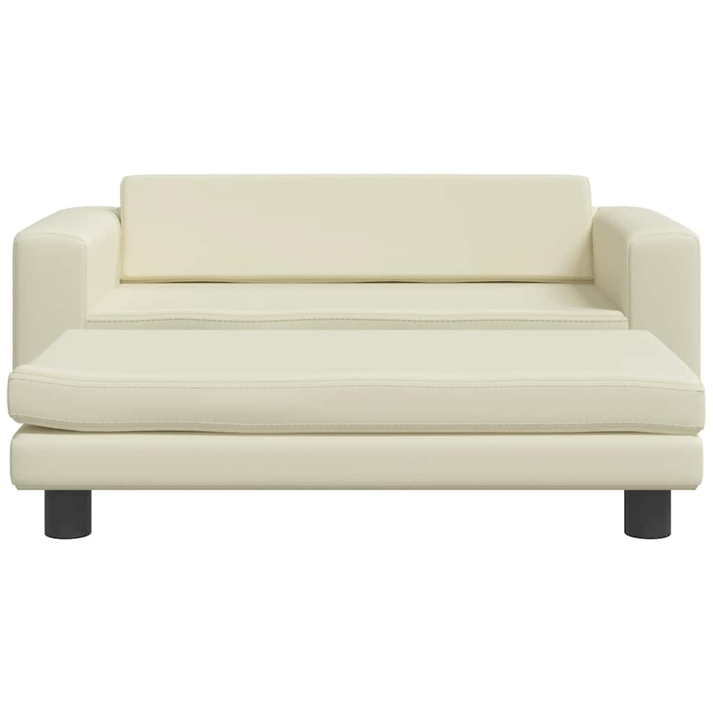 vidaXL Pat pentru câini cu extensie, crem, 100x50x30 cm, piele eco
