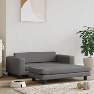 Pasja postelja s podaljškom siva 100x50x30 cm umetno usnje