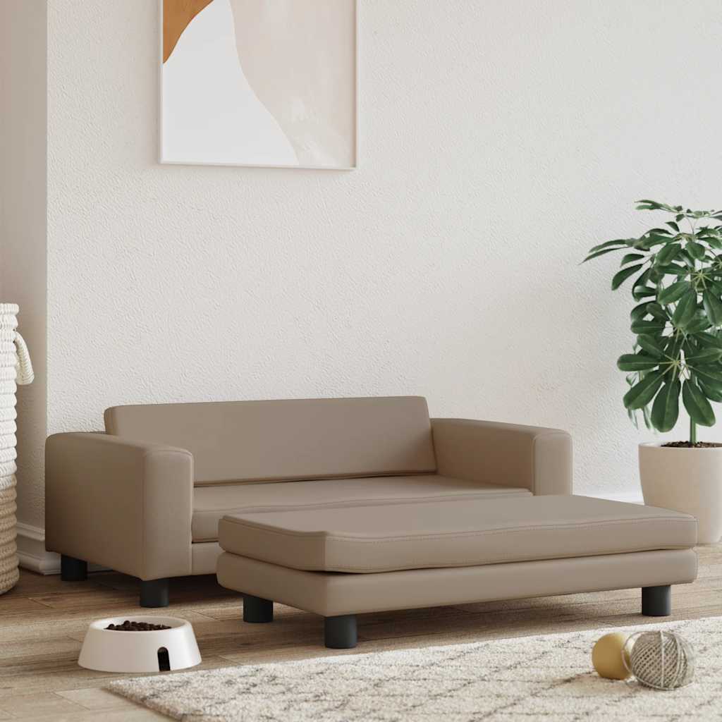 vidaXL Hundebett mit Verlängerung Cappuccino 100x50x30 cm Kunstleder