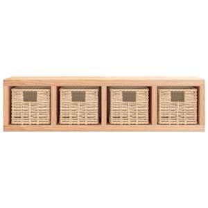 Nástěnná police s košíky 62 x 18 x 16 cm masivní ořechové dřevo - obrázek 3