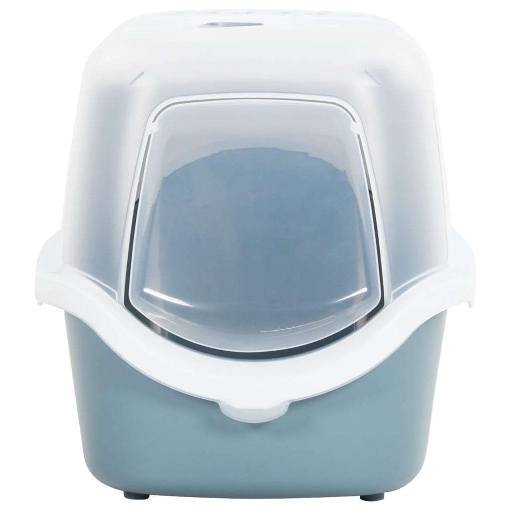 vidaXL Litieră pentru pisici cu capac alb și albastru 56x40x40 cm PP Accesorii pentru pisici 2023-09-26