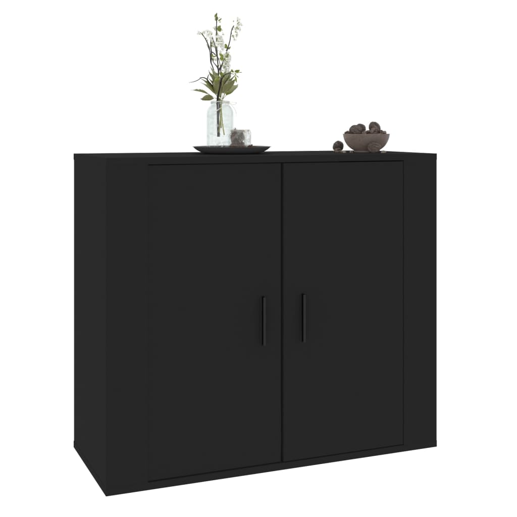 Fekete szerelt fa tálalószekrény 80x33 x70 cm 