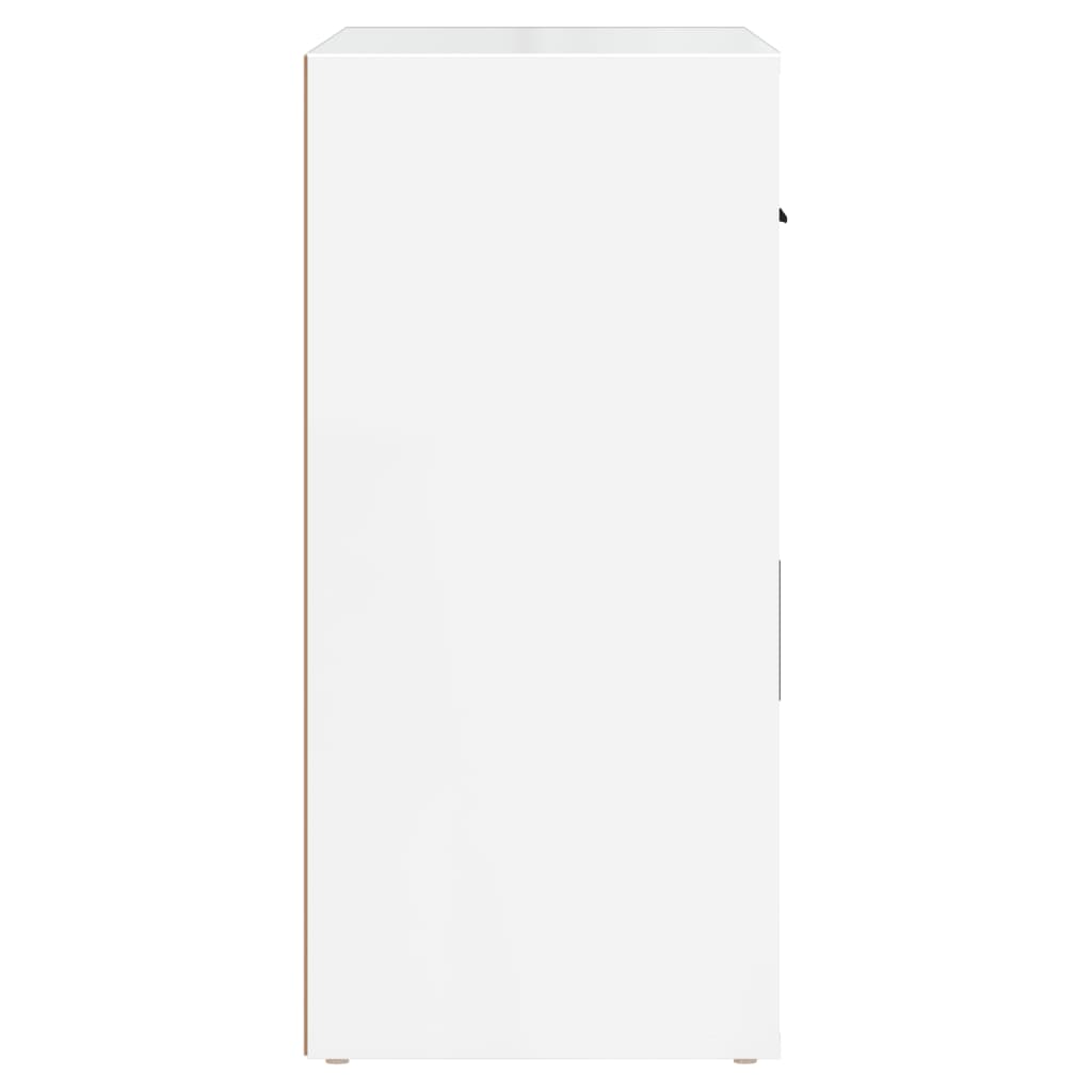 Magasfényű fehér szerelt fa tálalószekrény 80x33x70 cm 