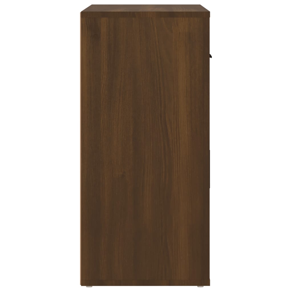 Barna tölgyszínű szerelt fa tálalószekrény 80x33x70 cm 