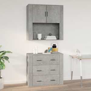 Nástěnná skříňka betonově šedá 80 x 33 x 80 cm kompozitní dřevo - obrázek 1
