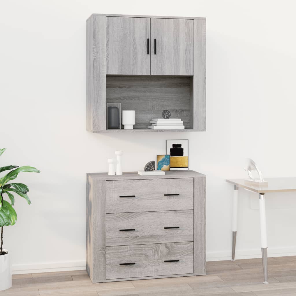 vidaXL Wandschrank Grau Sonoma 80x33x80 cm Holzwerkstoff