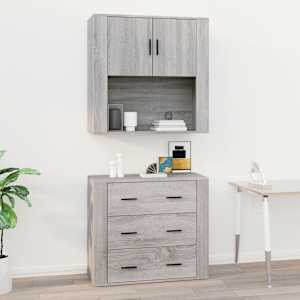 Stenska omarica siva sonoma 80x33x80 cm inženirski les