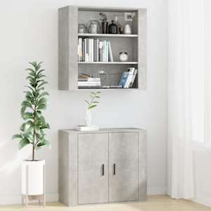 Nástěnná skříňka betonově šedá 80 x 33 x 80 cm kompozitní dřevo - obrázek 7