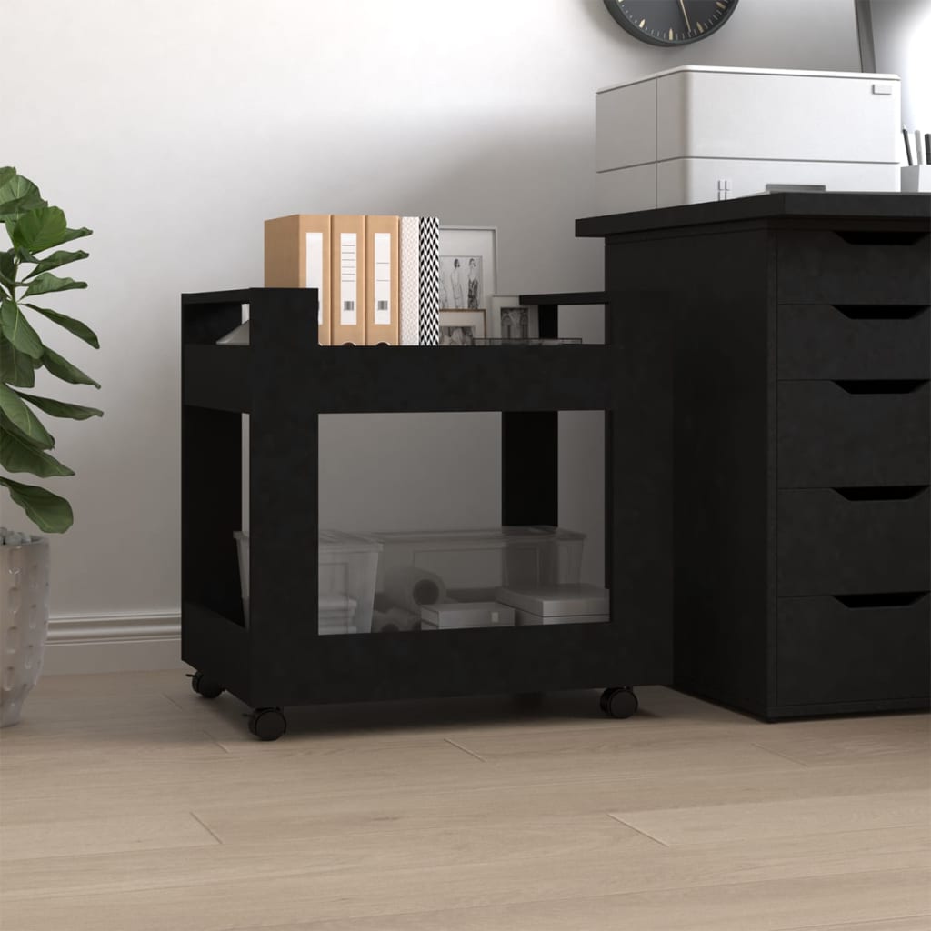 vida XL Bürowagen Schwarz 60x 45x 60 cm Holzwerkstoff