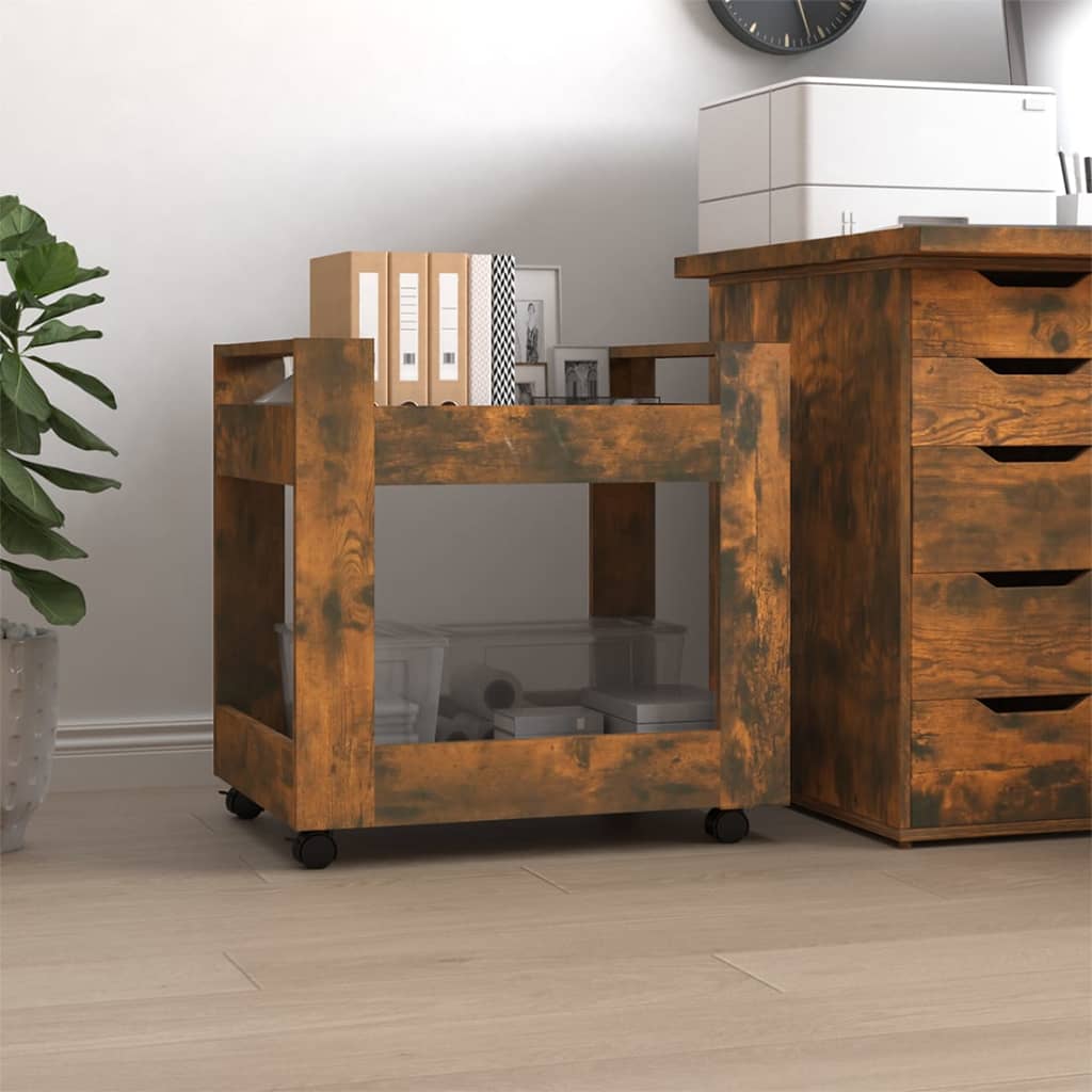 vida XL Bürowagen Räuchereiche 60x 45x 60 cm Holzwerkstoff