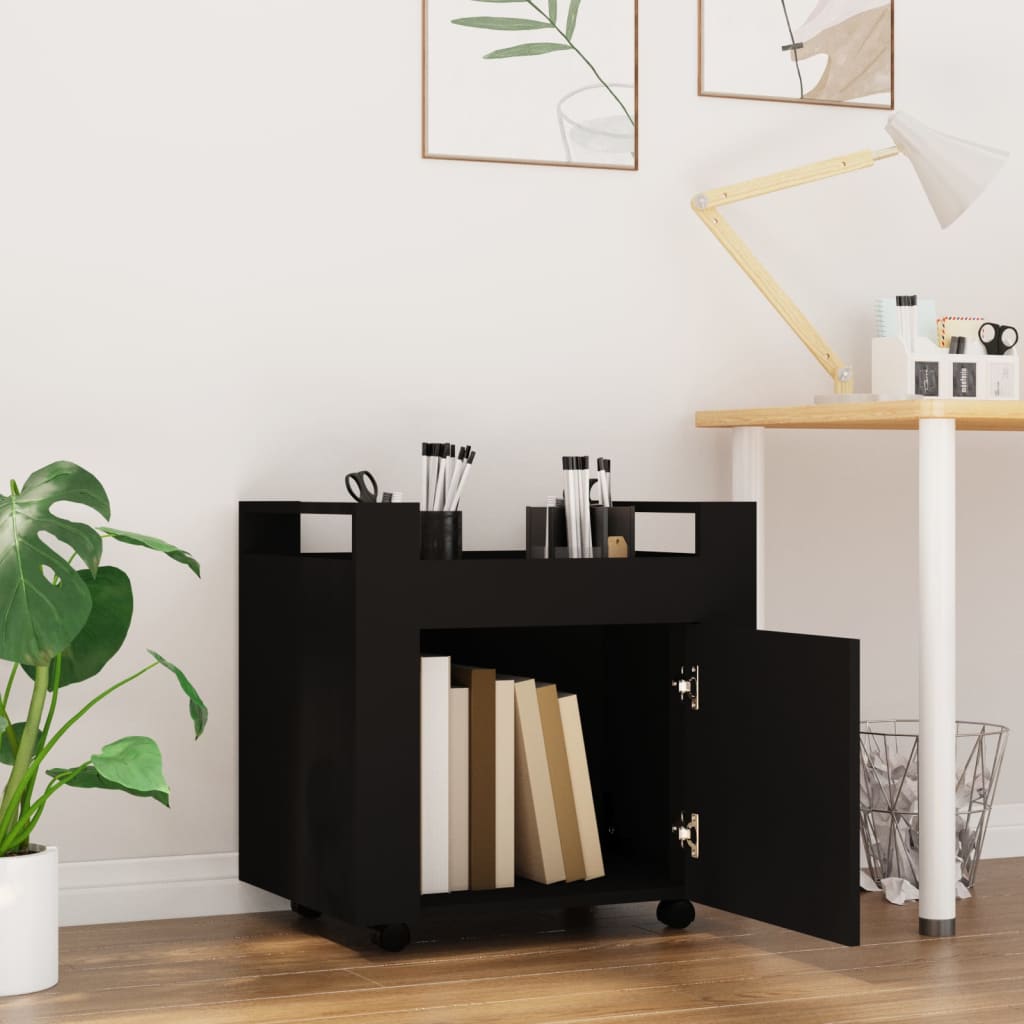 vidaXL fekete szerelt fa asztal-kocsi 60 x 45 x 60 cm