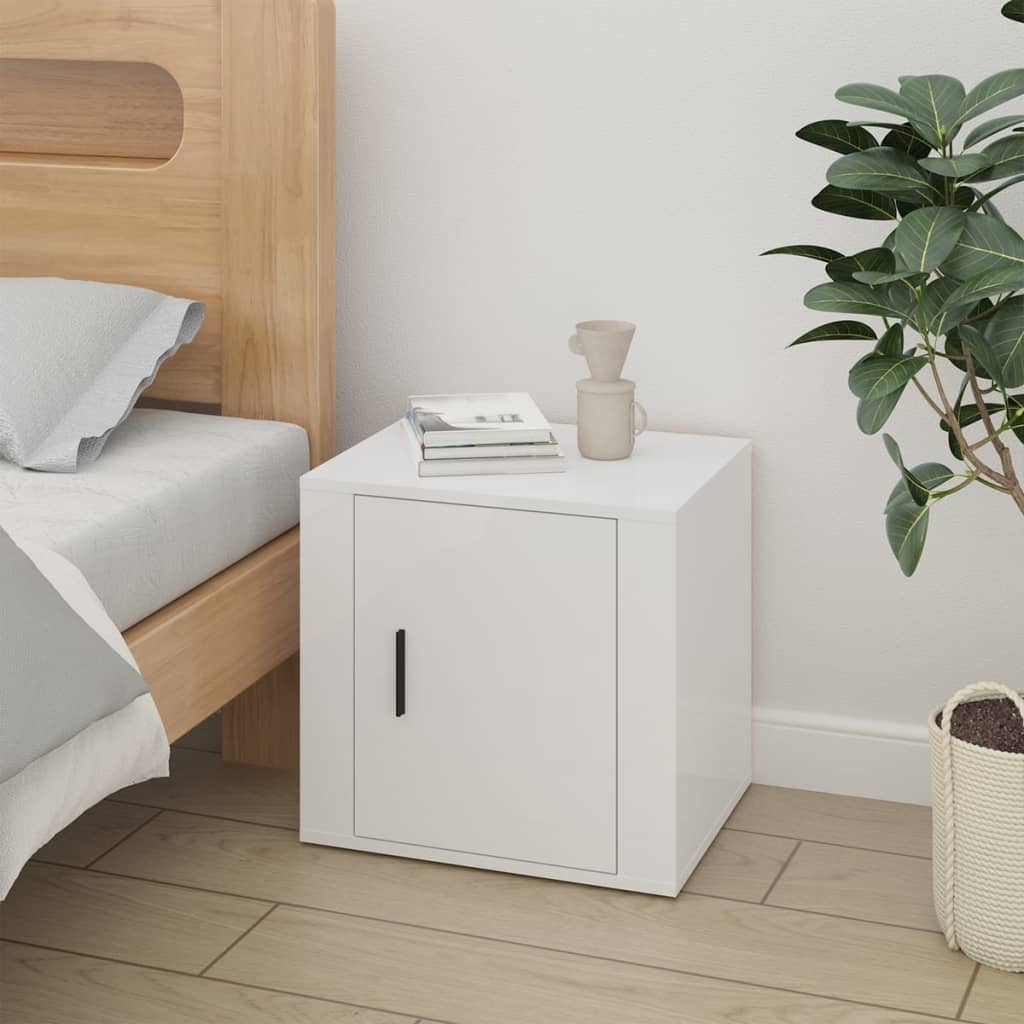 vidaXL Bedside Cabinet High Gloss White 50x39x47 cm