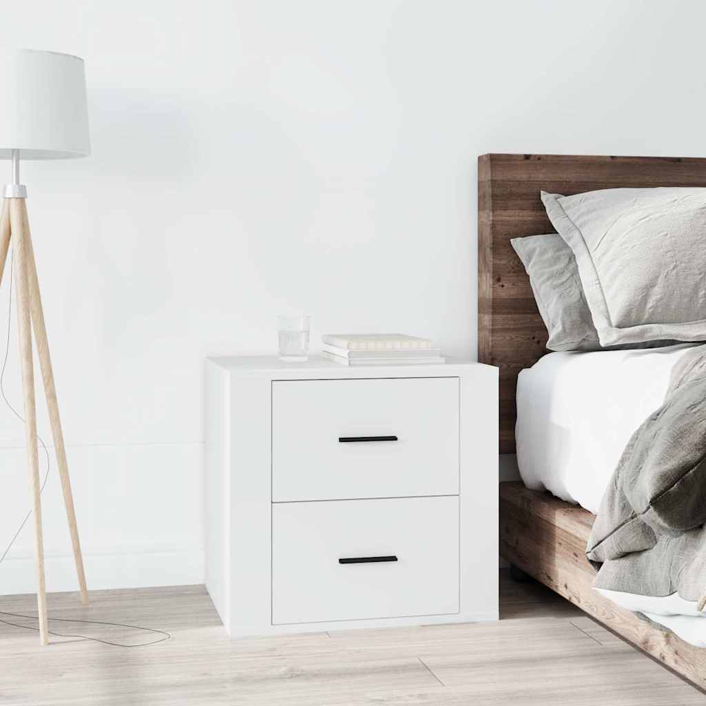 Sengebord 50 × 39 × 47 cm - hvid natbord med opbevaring