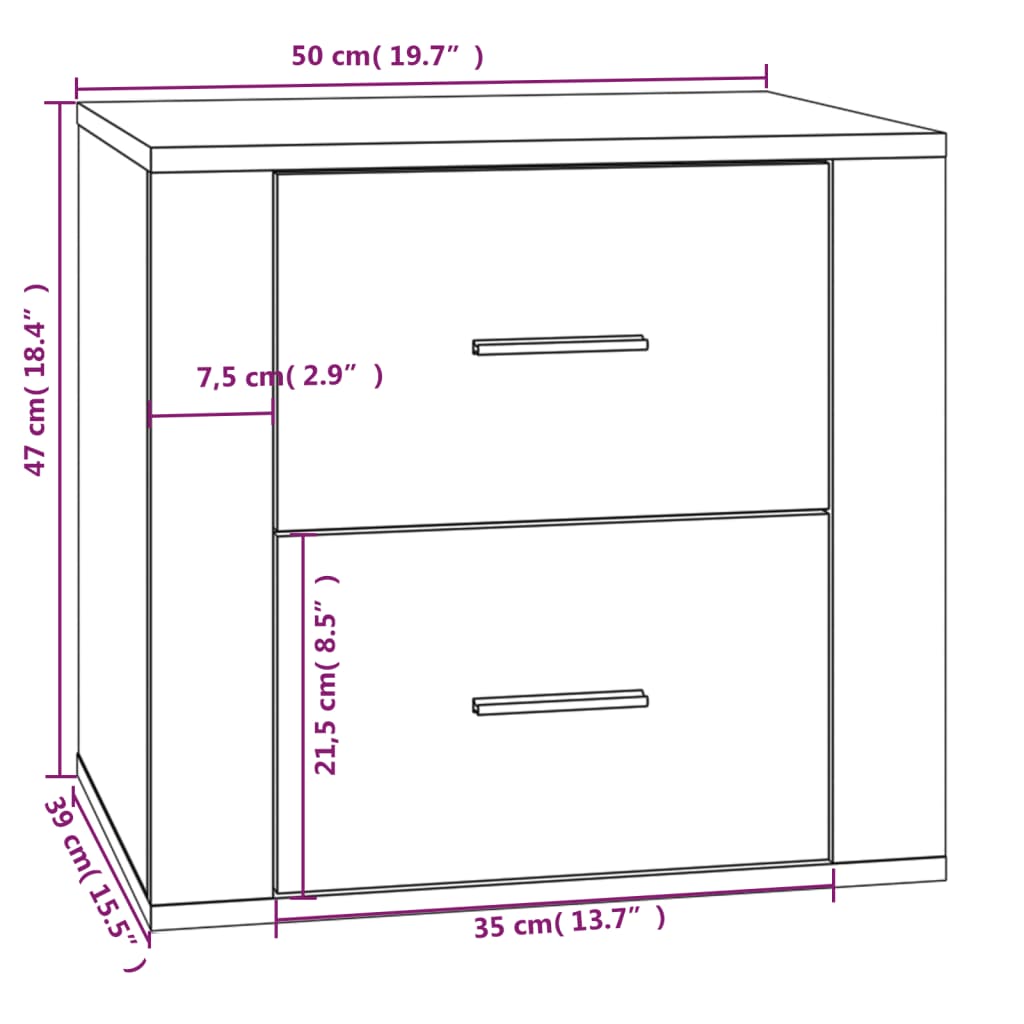 imagem de vidaXL Mesa de cabeceira 50x39x47 cm preto11