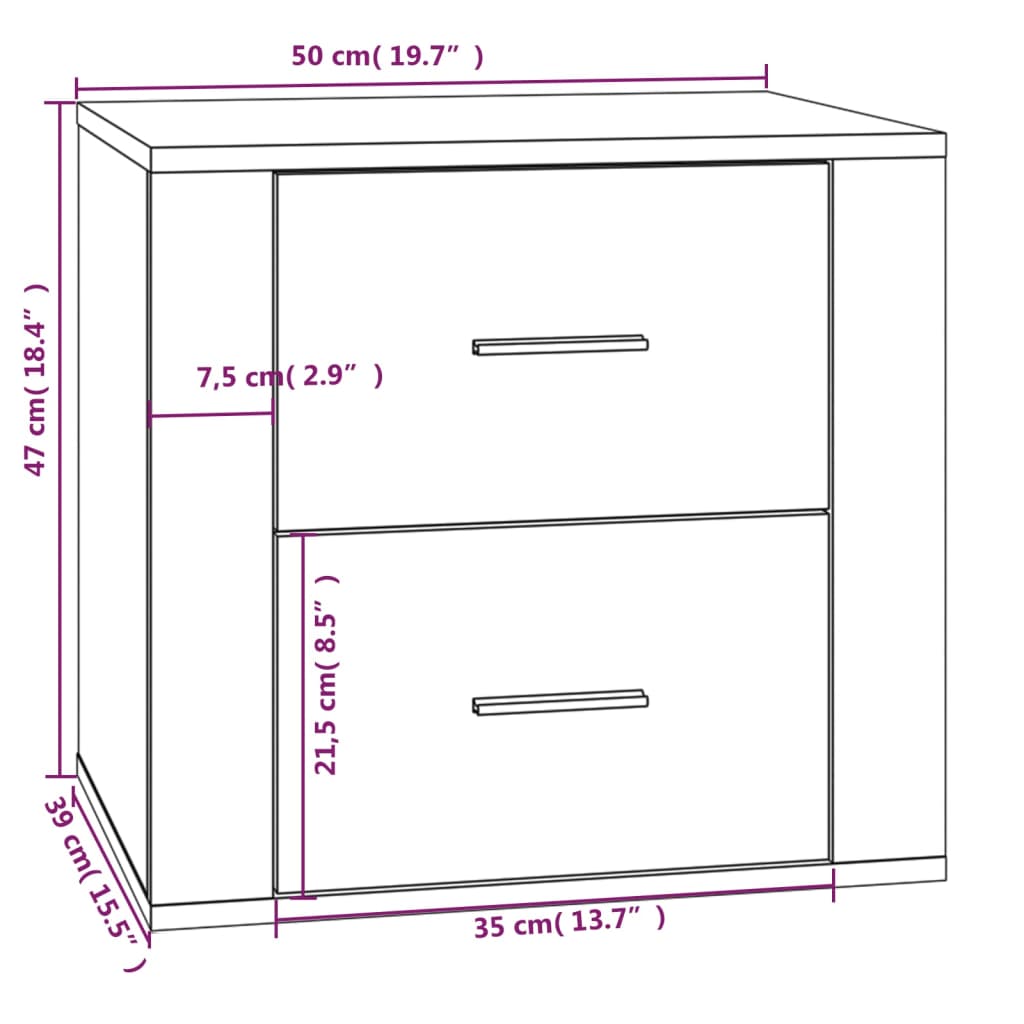 imagem de vidaXL Mesa de cabeceira 50x39x47 cm branco brilhante11