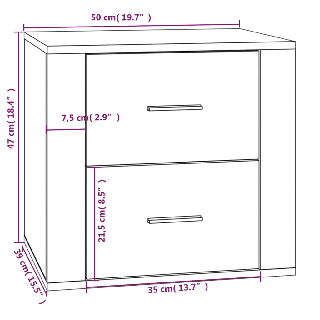 imagem de vidaXL Mesa de cabeceira 50x39x47 cm cor carvalho fumado11