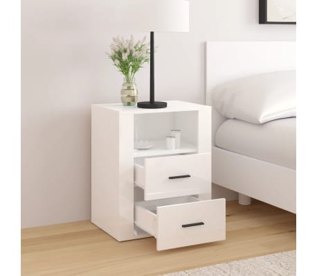 vidaXL Szafka nocna, wysoki połysk, biała, 50x36x60 cm