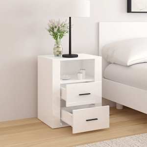vidaXL Szafka nocna, wysoki połysk, biała, 50x36x60 cm