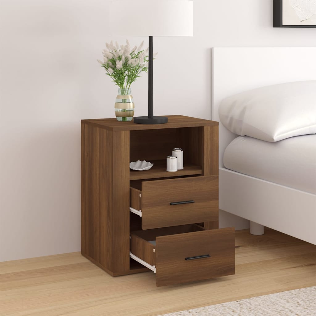 vidaXL Bedside Cabinet Brown Oak 50x36x60 cm Engineered Wood