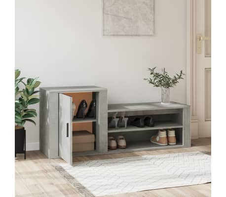 vidaXL Armoire &agrave; chaussures Gris b&eacute;ton 130x35x54 cm Bois d'ing&eacute;nierie