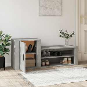 vidaXL Armoire &agrave; chaussures Gris b&eacute;ton 130x35x54 cm Bois d'ing&eacute;nierie