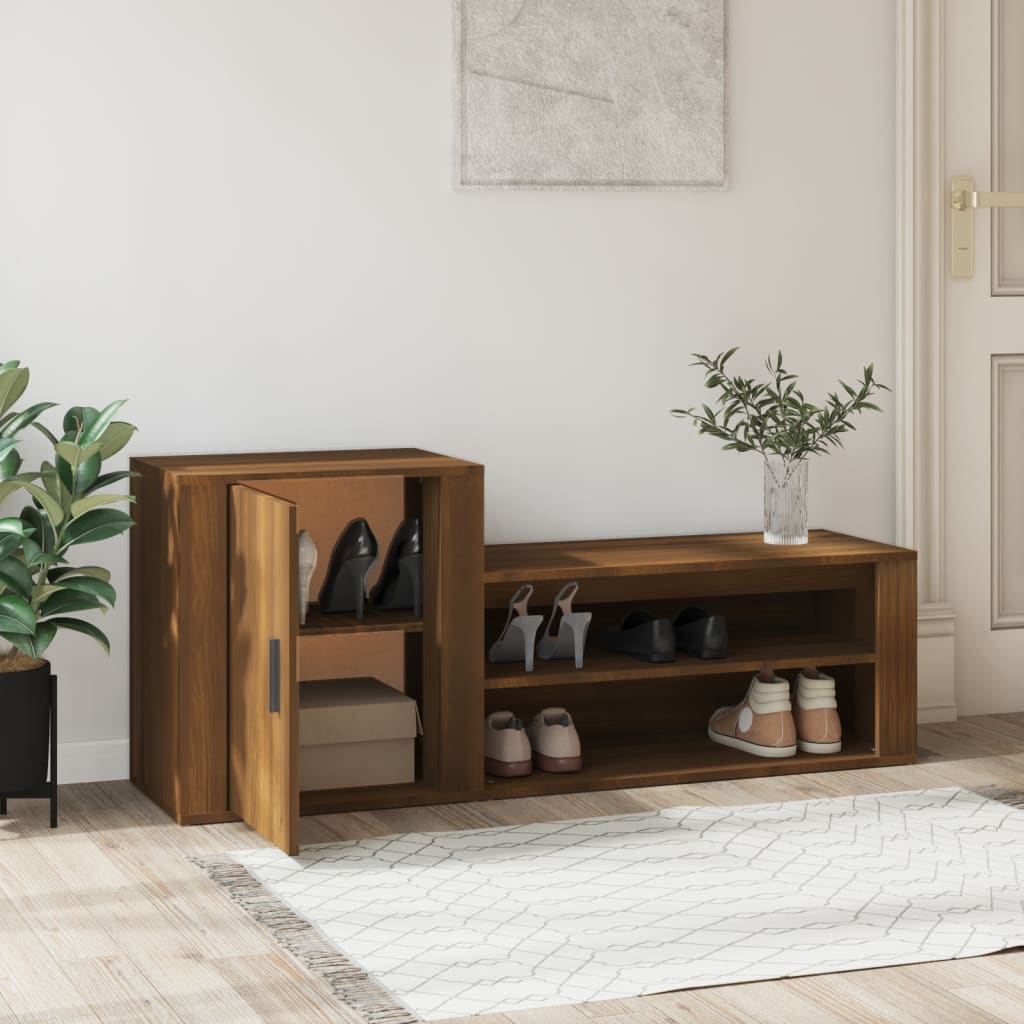 vidaXL Schoenenkast 130x35x54 cm bewerkt hout bruin eikenkleur afbeelding