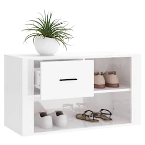 Botník bílý s vysokým leskem 80 x 35 x 45 cm kompozitní dřevo - obrázek 4