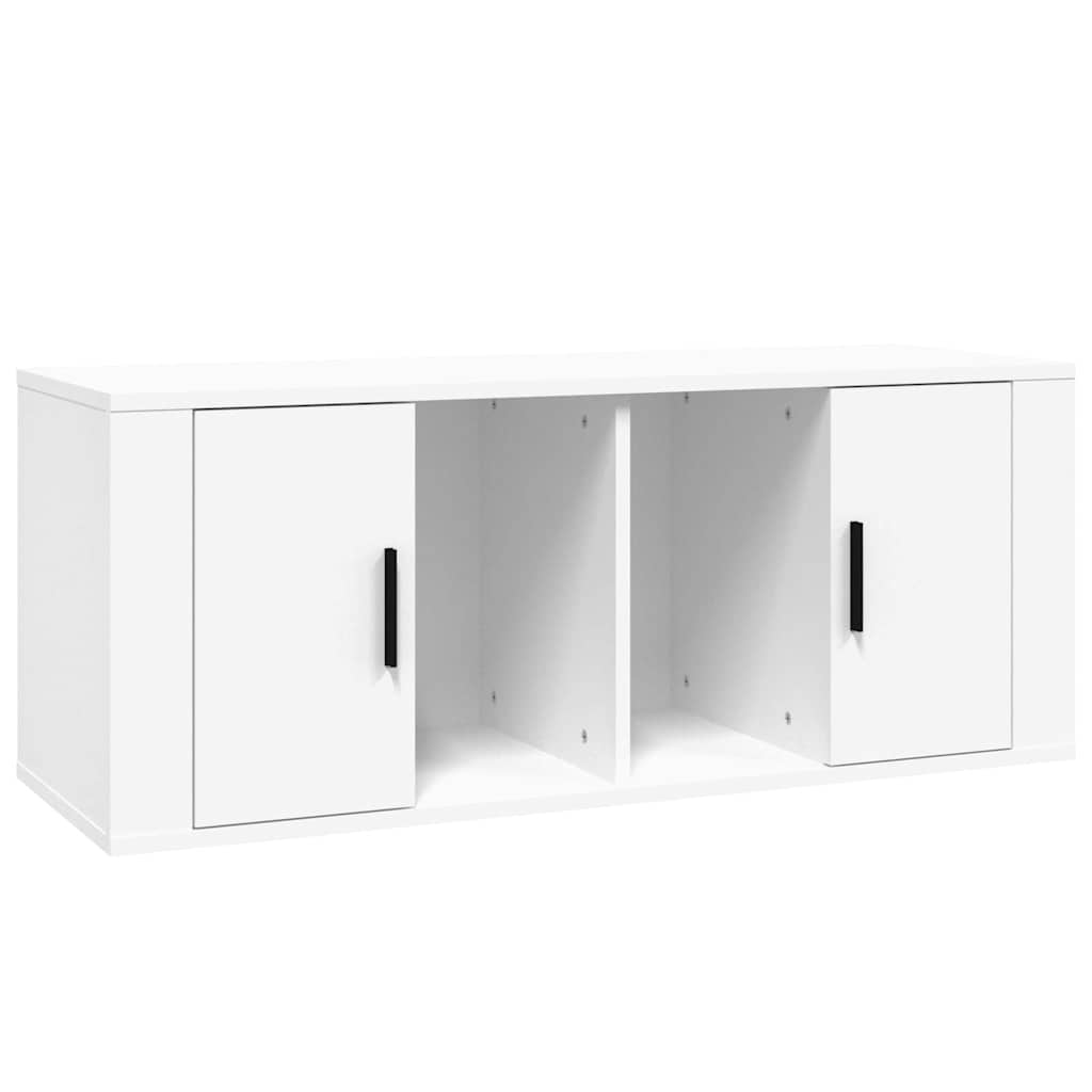 Tavolino Porta TV Bianco 180x31.5x40 Cm In Legno Multistrato E Metallo, Per Soggiorno E Camera Da Letto, Design Elegante E Resistente