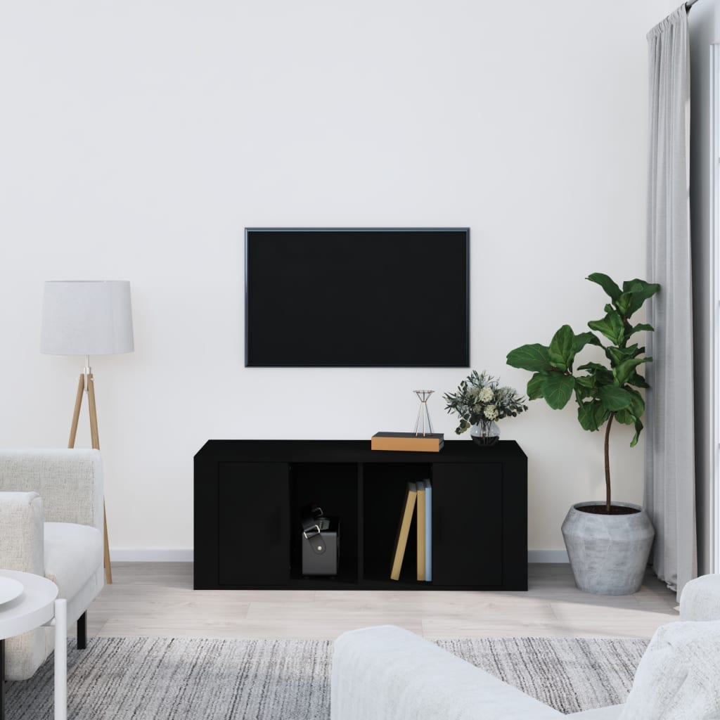 TV skříňka černá 100 x 35 x 40 cm kompozitní dřevo