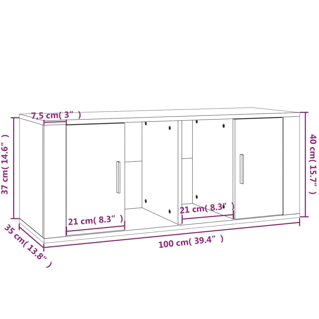 TV skříňka kouřový dub 100 x 35 x 40 cm kompozitní dřevo