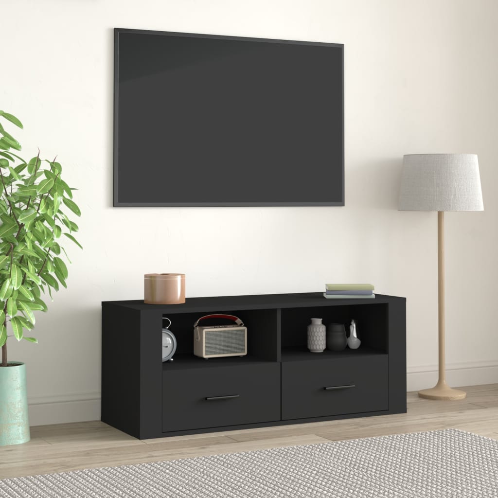 Meuble TV Noir 100x35x40 cm Bois d’ingénierie | meublestv.fr 2
