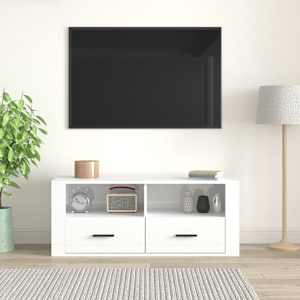 vidaXL Comodă TV, alb extralucios, 100x35x40 cm, lemn prelucrat