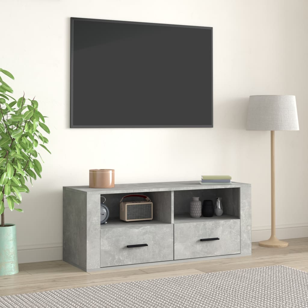 vidaXL Comodă TV, gri beton, 100x35x40 cm, lemn prelucrat