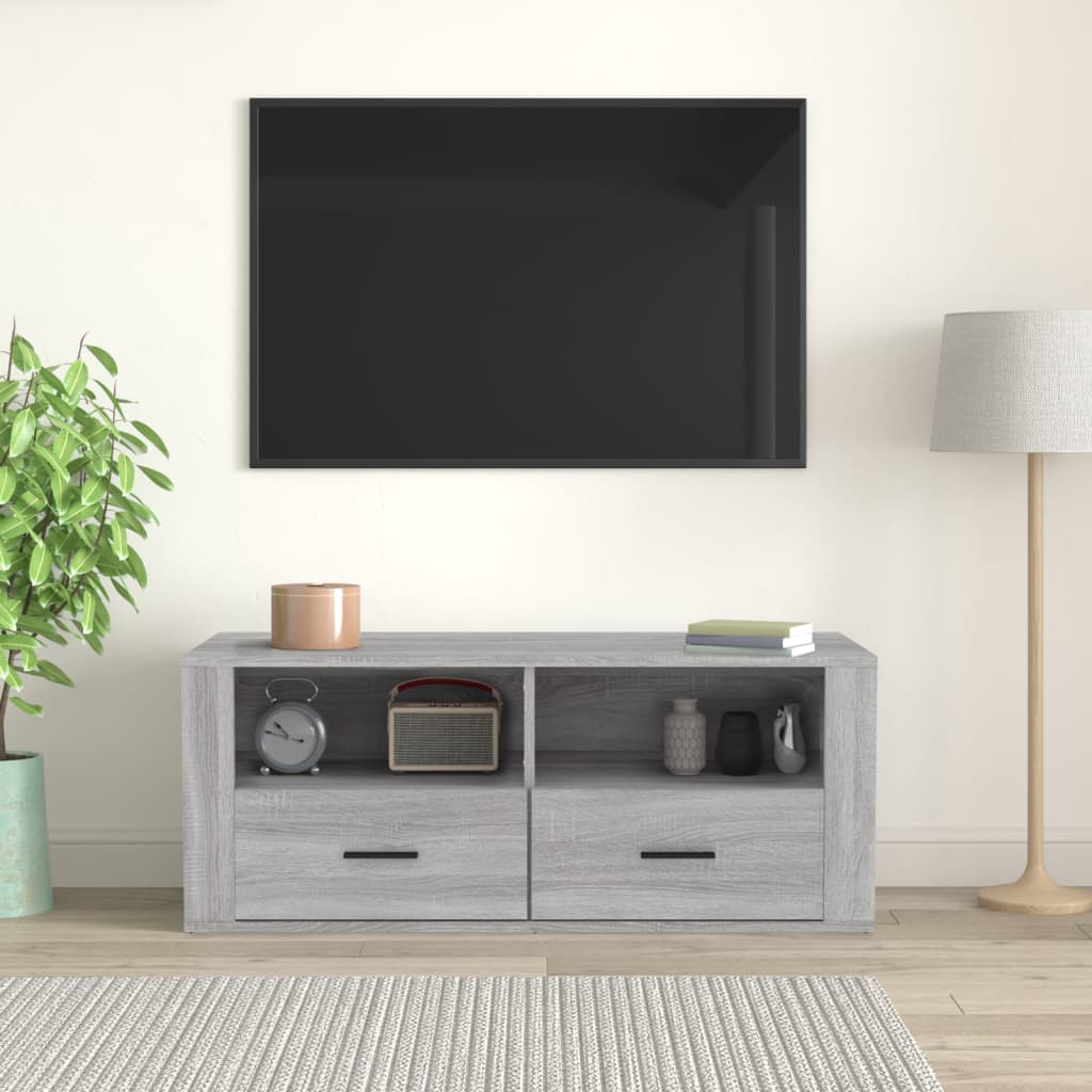 vidaXL Tv-meubel 100x35x40 cm bewerkt hout grijs sonoma eikenkleurig afbeelding