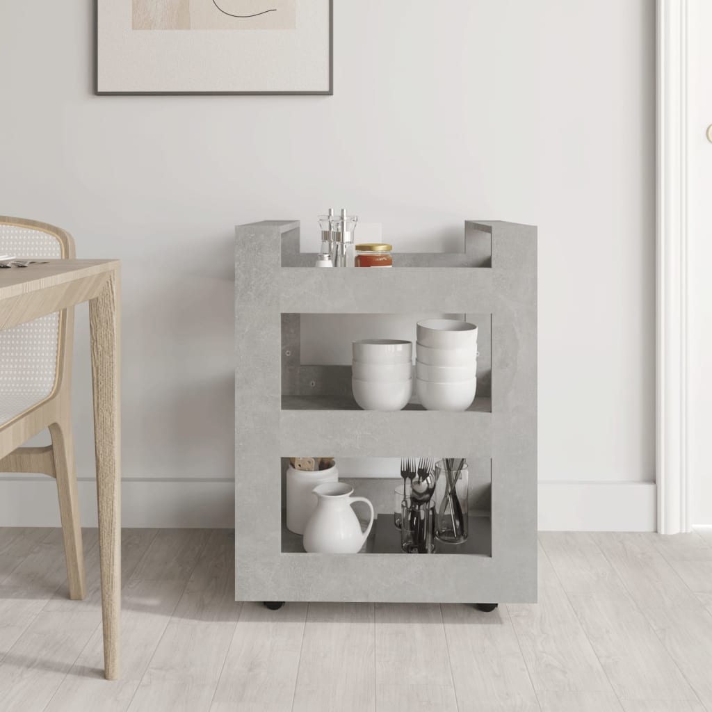vidaXL Cărucior de bucătărie gri beton 60x45x80 cm lemn prelucrat