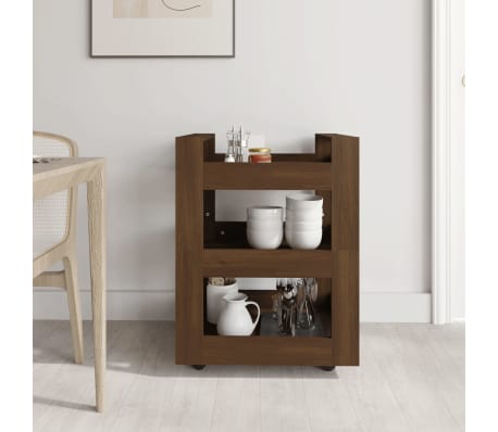 vidaXL virtuves ratiņi, ozolkoka krāsa, 60x45x80 cm, inženierijas koks