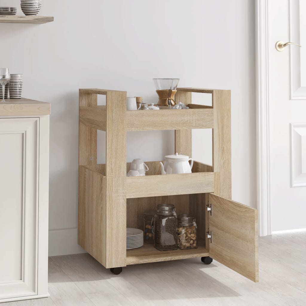 vidaXL Cărucior de bucătărie stejar sonoma 60x45x80 cm lemn prelucrat