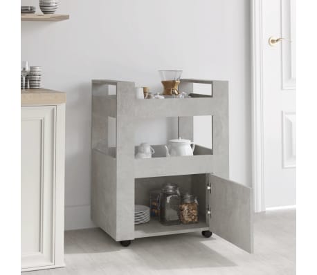 vidaXL Kitchen Trolley Concrete Grey 60x45x80 cm Engineered Wood