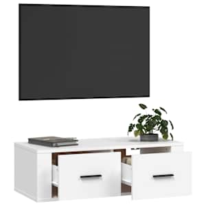 Závěsná TV skříňka bílá 80 x 36 x 25 cm kompozitní dřevo - obrázek 5