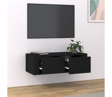 vidaXL Hanging TV Cabinet Black 80x36x25 cm Engineered Wood