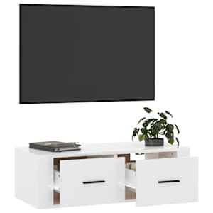 Závěsná TV skříňka lesklá bílá 80 x 36 x 25 cm kompozitní dřevo - obrázek 5