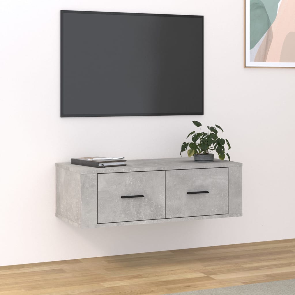 vida XL TV-Wandschrank Betongrau 80x 36x 25 cm Holzwerkstoff