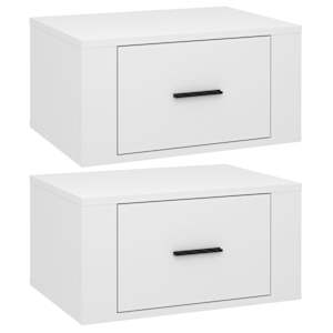 Nástěnné noční stolky 2 ks bílé s vysokým leskem 50x36x25 cm - obrázek 2