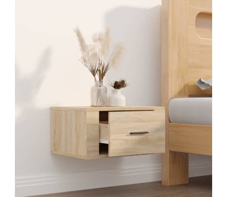 vidaXL Wall-mounted Bedside Cabinet Sonoma Oak 50x36x25 cm