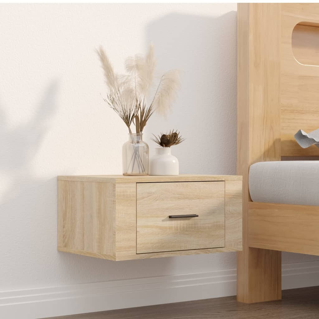 vidaXL Nachtkastjes 2 st wandgemonteerd 50x36x25 cm sonoma eikenkleur afbeelding