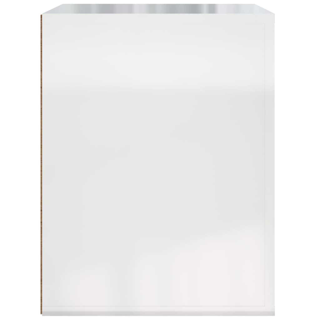 magasfényű fehér falra szerelhető éjjeliszekrény 50x36x47 cm