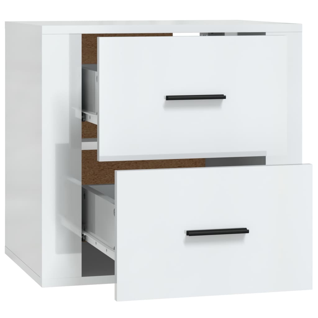 imagem de vidaXL Mesa de cabeceira de parede 50x36x47 cm branco brilhante9